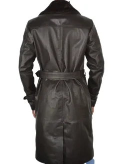 Mens Double Breasted Trench Coat Back