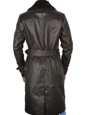 Mens Double Breasted Trench Coat Back