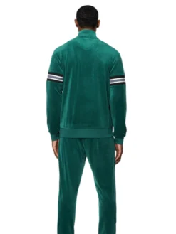 Mens Polyester Green Striped Bomber Jacket Back