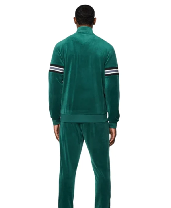 Mens Polyester Green Striped Bomber Jacket Back