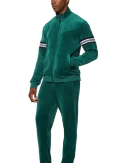 Mens Polyester Green Striped Bomber Jacket Side