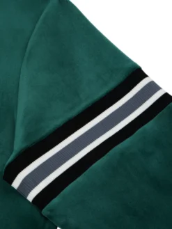 Mens Polyester Green Striped Bomber Jacket Striped