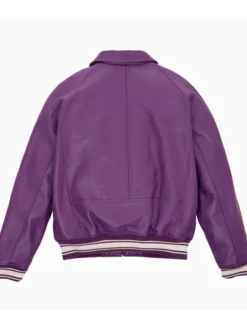 Mens Purple Bomber Leather Jacket Back