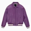 Mens Purple Bomber Leather Jacket Main