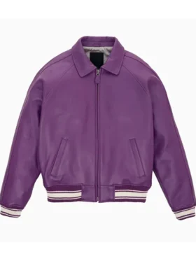Mens Purple Bomber Leather Jacket Main