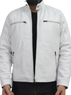 Mens White Biker Jacket