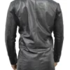 Mid Length Black Leather Jacket Back
