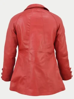 Mid Length Leather Jacket Back