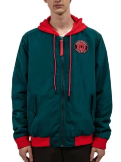 Miles Morales Green Hooded Bomber Jacket Main