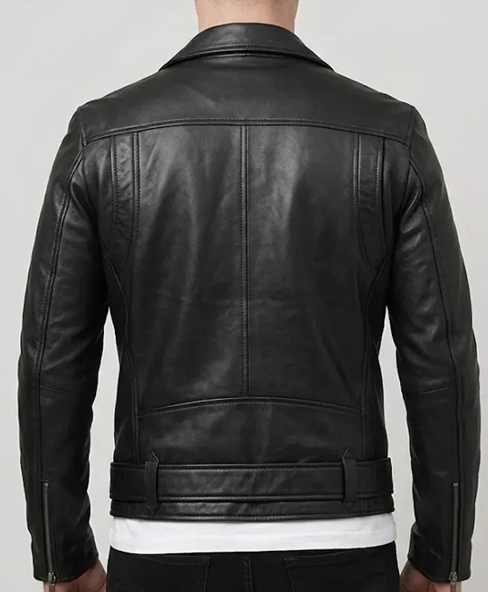 Motorcycle Black Leather Biker Jacket For Men’s