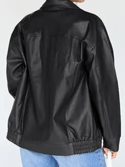 Motorcycle Leather Jacket Women Oversized Back