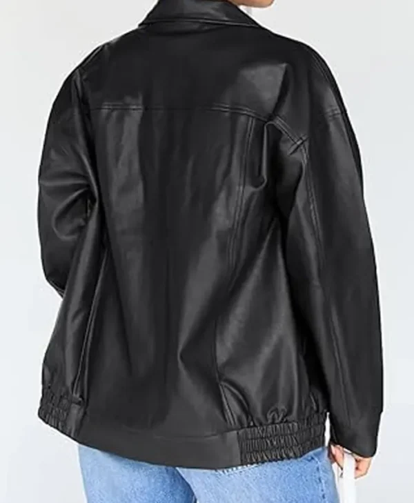 Motorcycle Leather Jacket Women Oversized Back