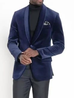 Navy Velvet Jacket Mens