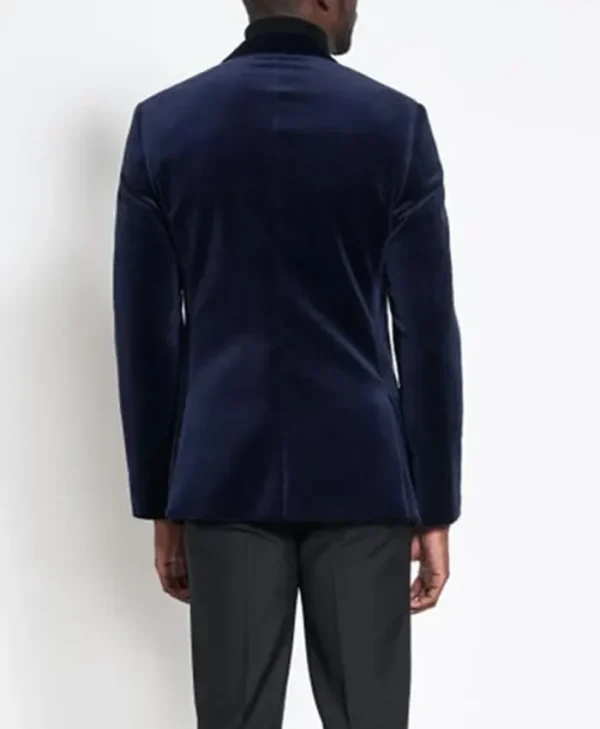 Navy Velvet Jacket Mens Back
