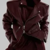 Oversized Burgundy Leather Jacket