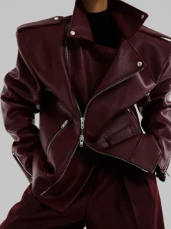 Oversized Burgundy Leather Jacket
