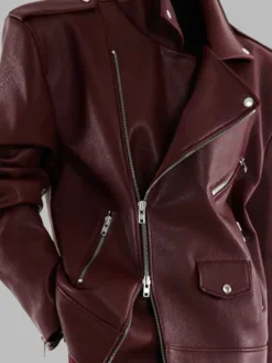 Oversized Burgundy Leather Jacket For Sale