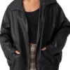 Oversized Faux Leather Bomber Jacket