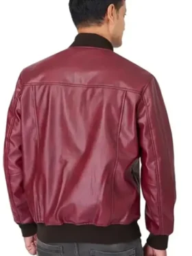 PU Leather Red Bomber Jacket
