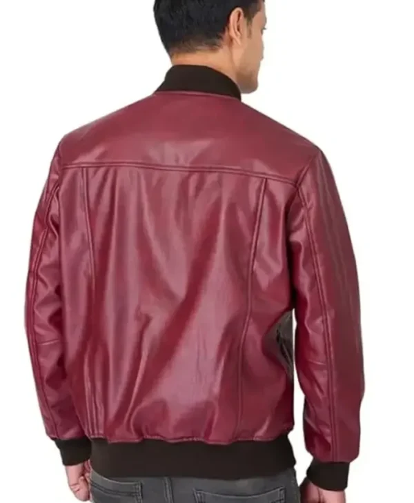 PU Leather Red Bomber Jacket