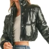 Patent Leather Cropped Puffer Jacket