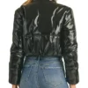 Patent Leather Cropped Puffer Jacket Back