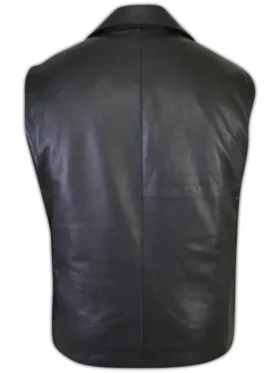 Puffy Leather Vest Back