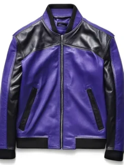 Purple Faux Leather Bomber Jacket