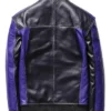 Purple Faux Leather Bomber Jacket Back