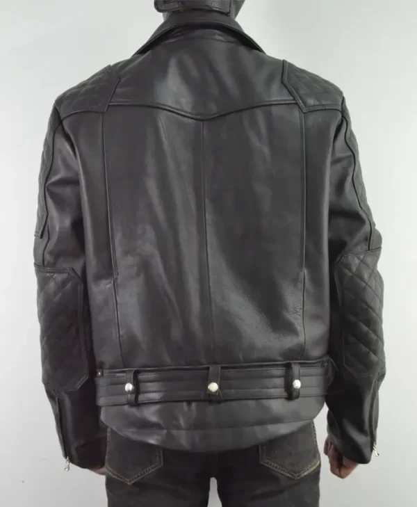 Quilted Leather Jacket Mens Back