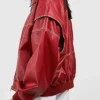 Red Leather Jacket Women Oversized Back