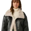 Sherpa Lined Shearling Leather Flight Jacket