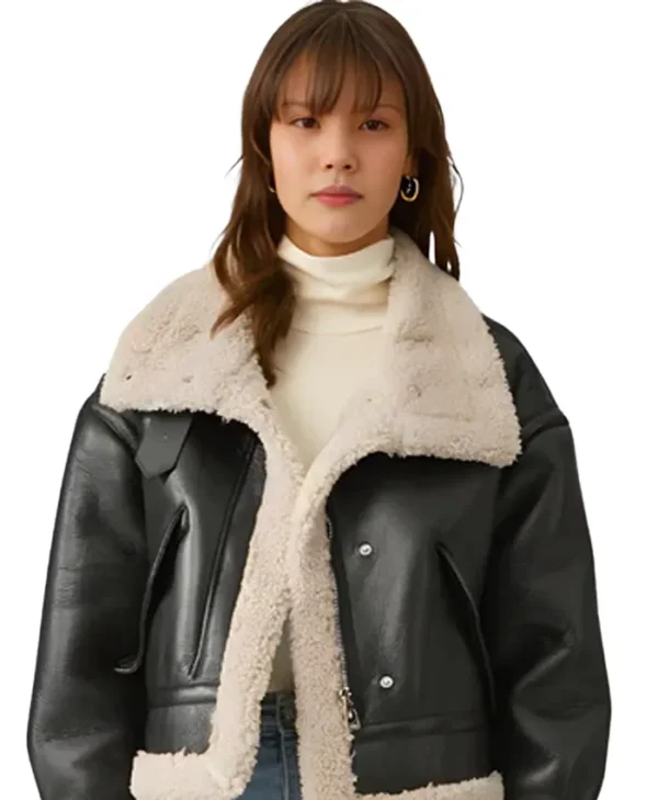 Sherpa Lined Shearling Leather Flight Jacket