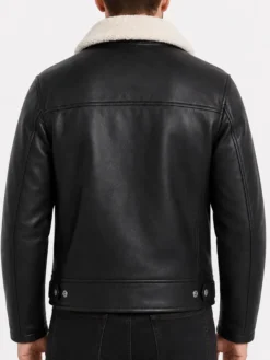 Shop Men and Women Black Leather Sherpa Jacket