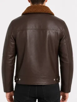 Shop Men and Women Brown Leather Sherpa Jacket