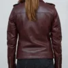 Shop Men and Women Burgundy Leather Biker Jacket