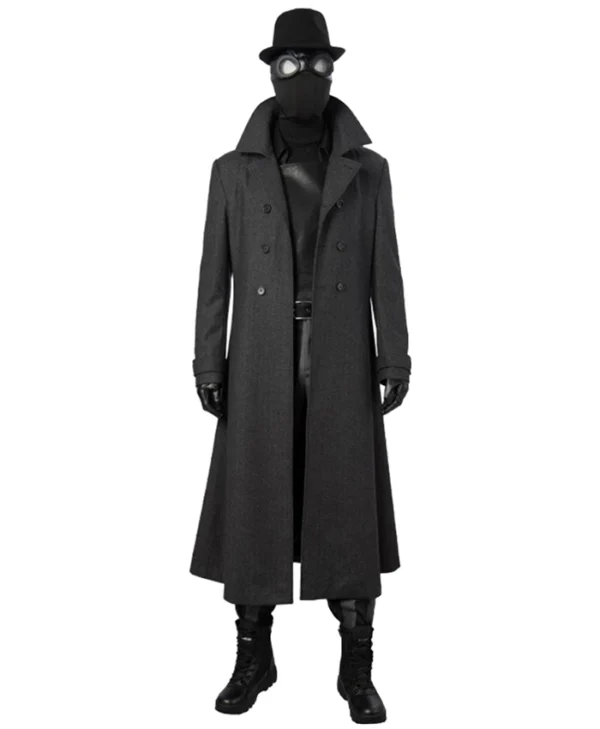 Spider Man Long Black Wool Trench Coat Main