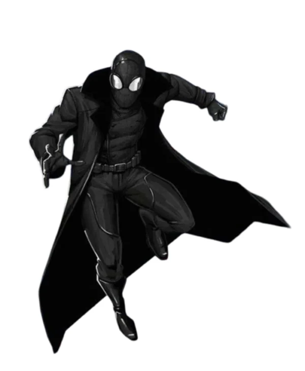 Spider Man Long Black Wool Trench Coat Style