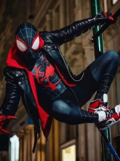 Spiderman Black Miles Morales Black Biker Jacket Hang