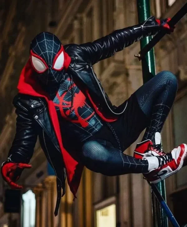 Spiderman Black Miles Morales Black Biker Jacket Hang