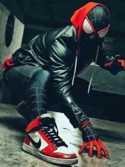 Spiderman Black Miles Morales Black Biker Jacket Style