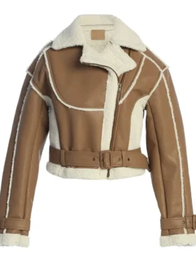 Tan Leather Sherpa Jacket