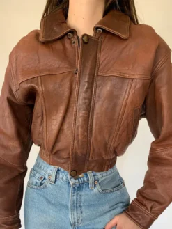Vintage Cropped Leather Jacket