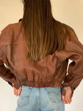 Vintage Cropped Leather Jacket Back