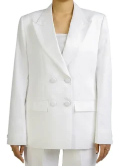 White Double Breasted Blazer Womens