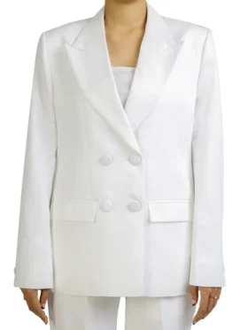 White Double Breasted Blazer Womens