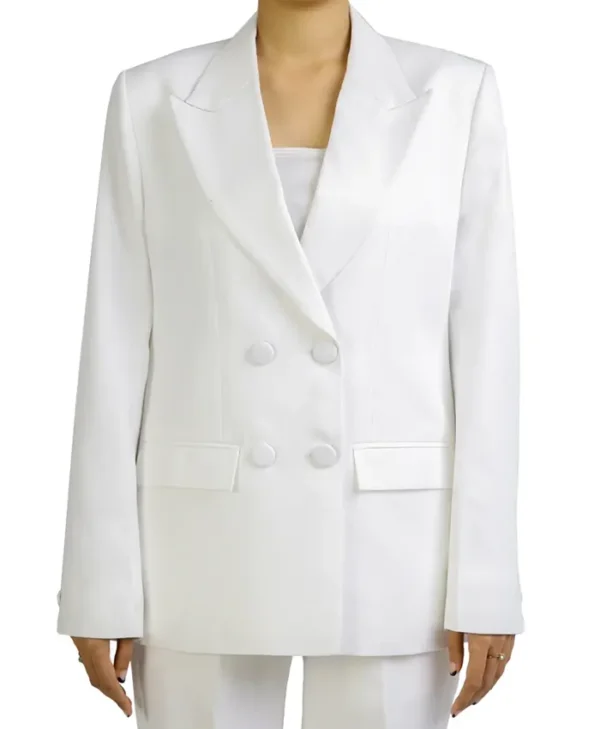 White Double Breasted Blazer Womens