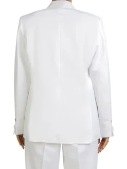 White Double Breasted Blazer Womens Back