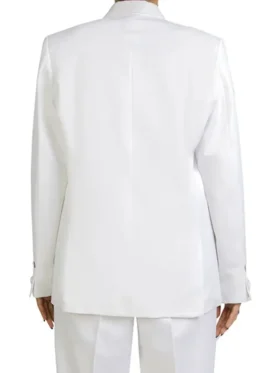 White Double Breasted Blazer Womens Back