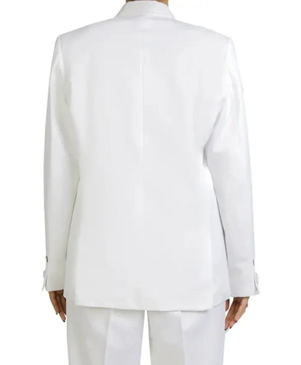 White Double Breasted Blazer Womens Back